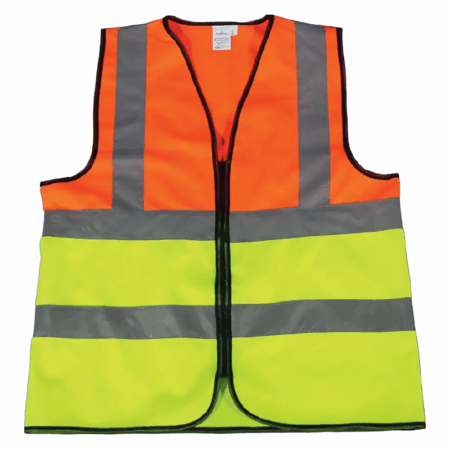 Pinnacle Hi- Viz Two-Tone Reflective Safety Vest c/w Zip & ID Pouch - Orange/Lime