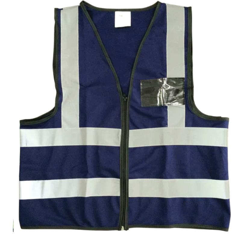 Pioneer Hi-Viz Reflective Safety Vest c/w Zip & ID Pouch - Navy