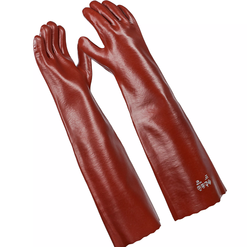 Gorgon brown heavy duty PVC glove open cuff 40CM