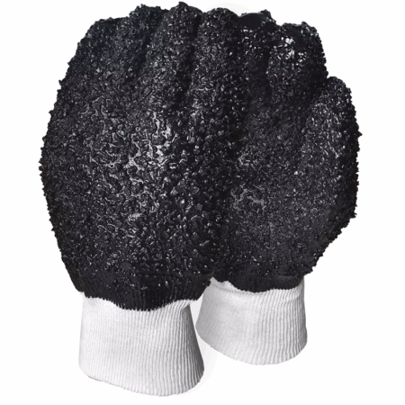 PVC KNIT WRIST GLOVE BLACK CHIP