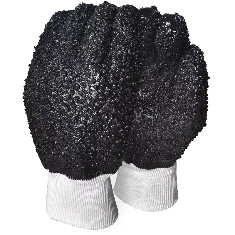 PVC KNIT WRIST GLOVE BLACK CHIP