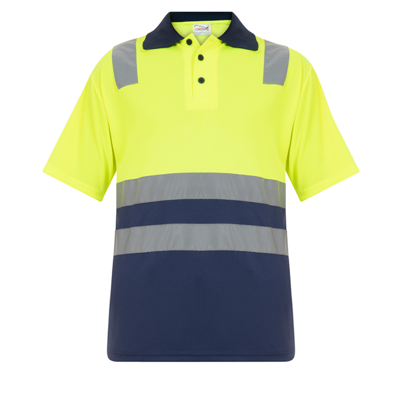 Two-Tone Hi-Viz Golf Shirt 180g Polycotton Lime/Navy