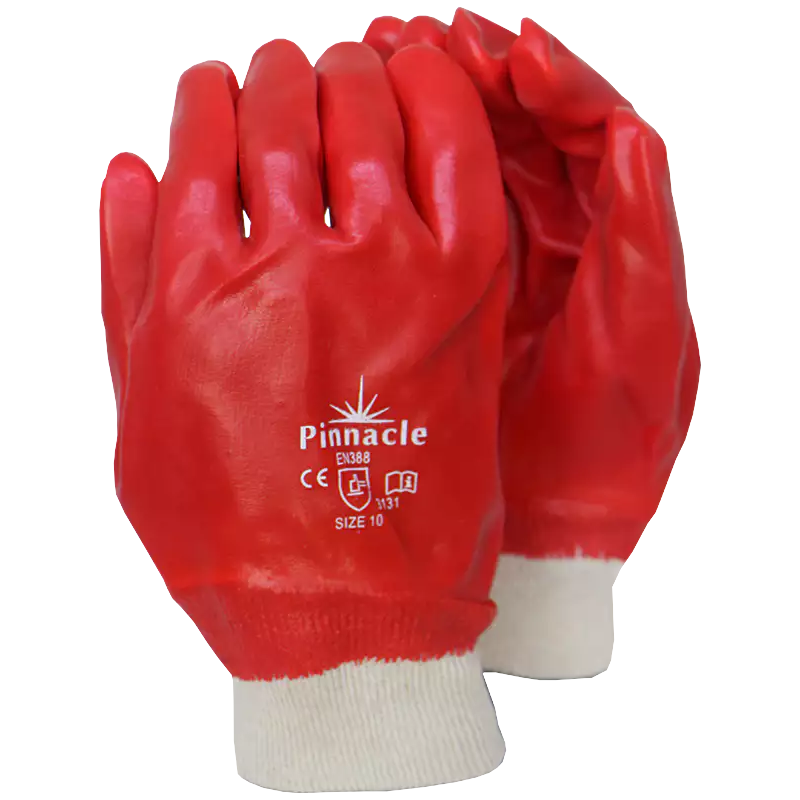 Red PVC knit wrist Terry palm