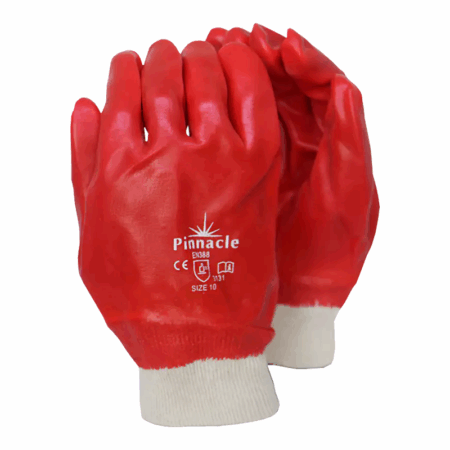 Gorgon brown heavy duty PVC glove knit wrist