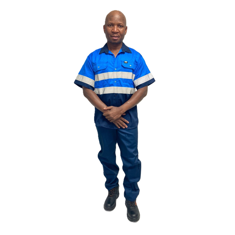 Vulcan Two-Tone Reflective Vented Mining Shirt S/SLEEVE - Cobalt Blue/Navy