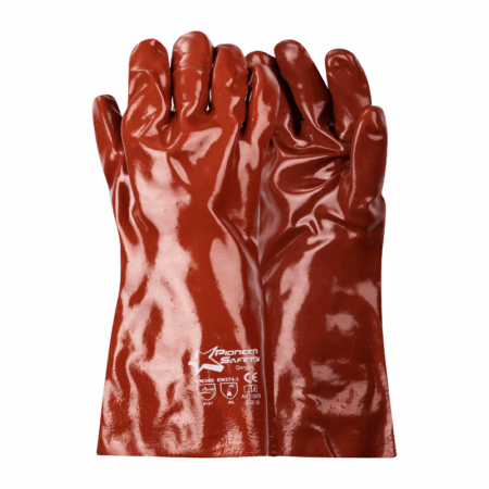 Gorgon brown heavy duty PVC glove open cuff 27CM