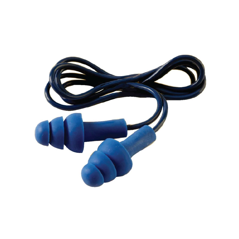 Tri Flange Reusable Corded Silicone Earplug