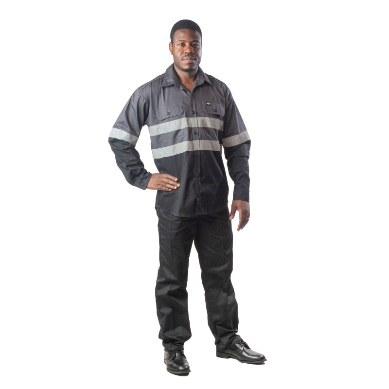 Vulcan Two-Tone Reflective Vented Mining ShirtBlack/Grey