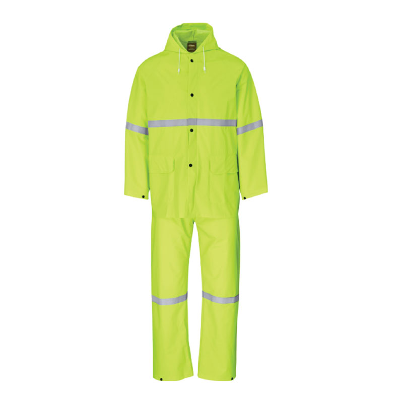 Rubberized Rainsuit c/w Reflective Tape - Lime