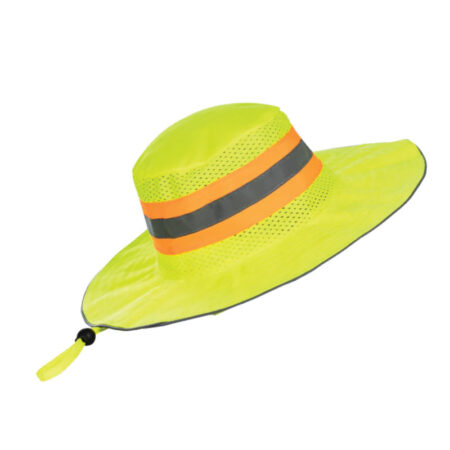 Brimmed Bush Hat  c/w Reflective Tape - Lime