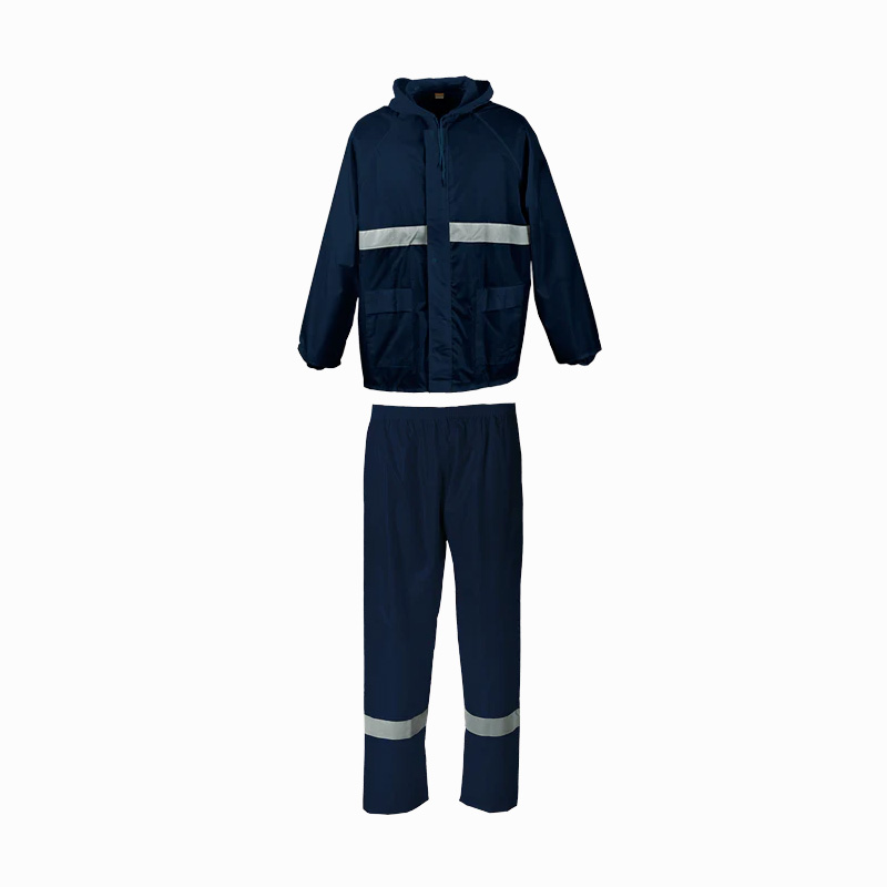 Rubberized Rainsuit c/w Reflective Tape - Navy